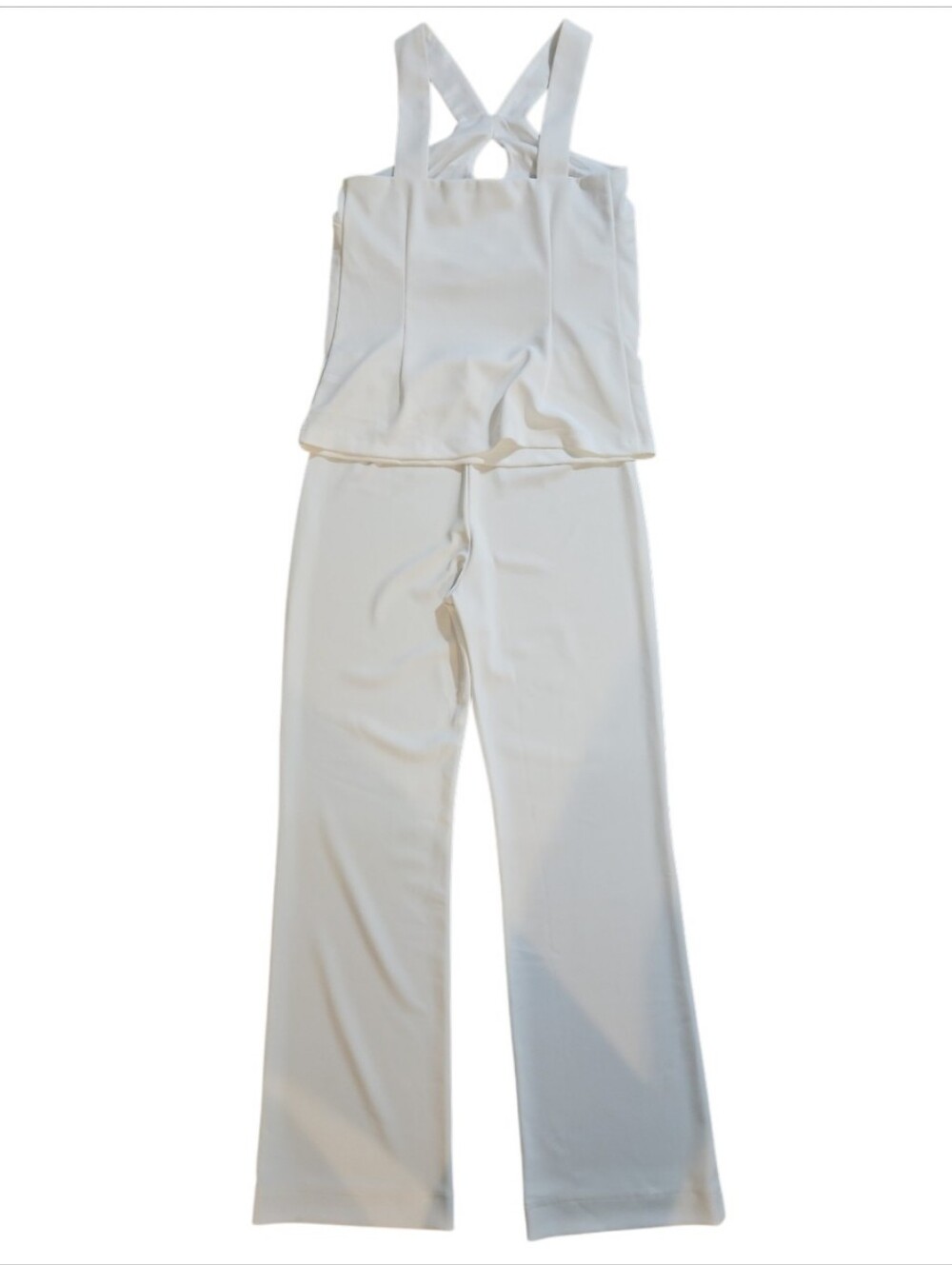 Boston Proper Beyond Travel Set Keyhole Halter Top Wide Leg Pants Ivory White XS - Picture 9 of 16
